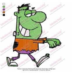 Cartoon Character Halloween Frankenstein Embroidery Design